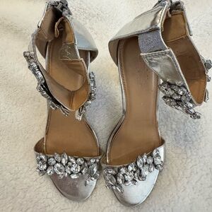 Charlotte Russe Silver Embellished Heels Size 8